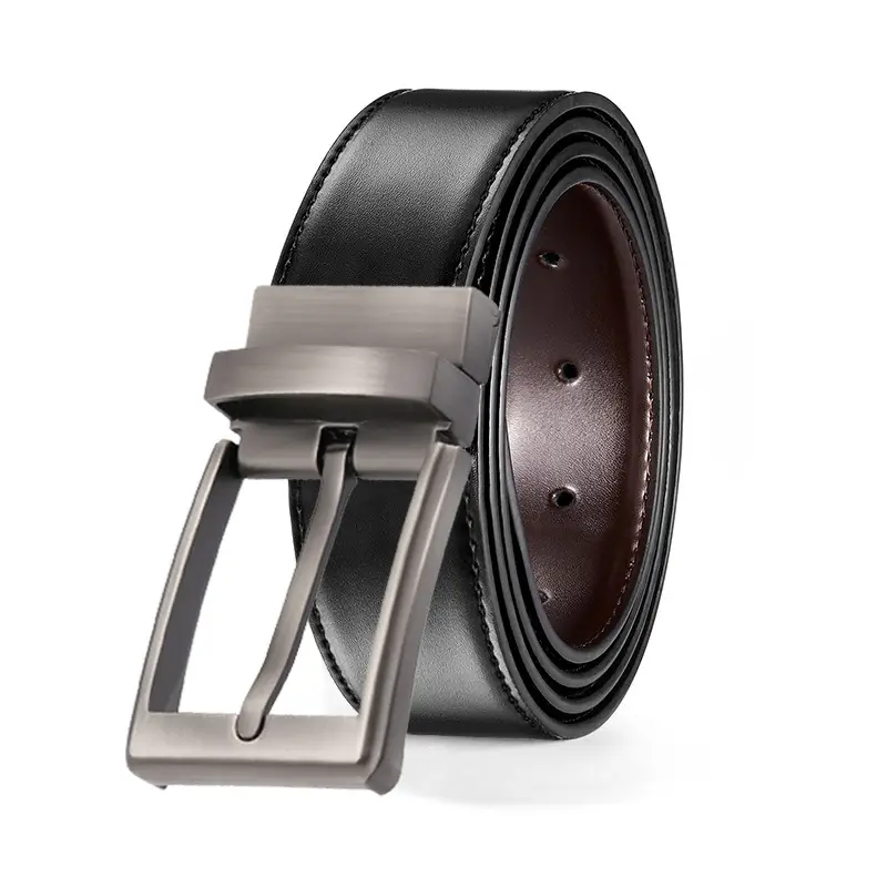 Men's Black Leather Belt with Zinc Buckle - Image 7