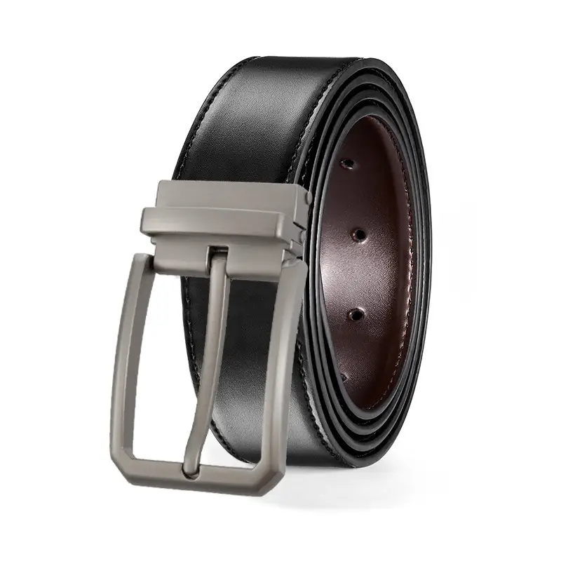 Men's Black Leather Belt with Zinc Buckle - Image 8
