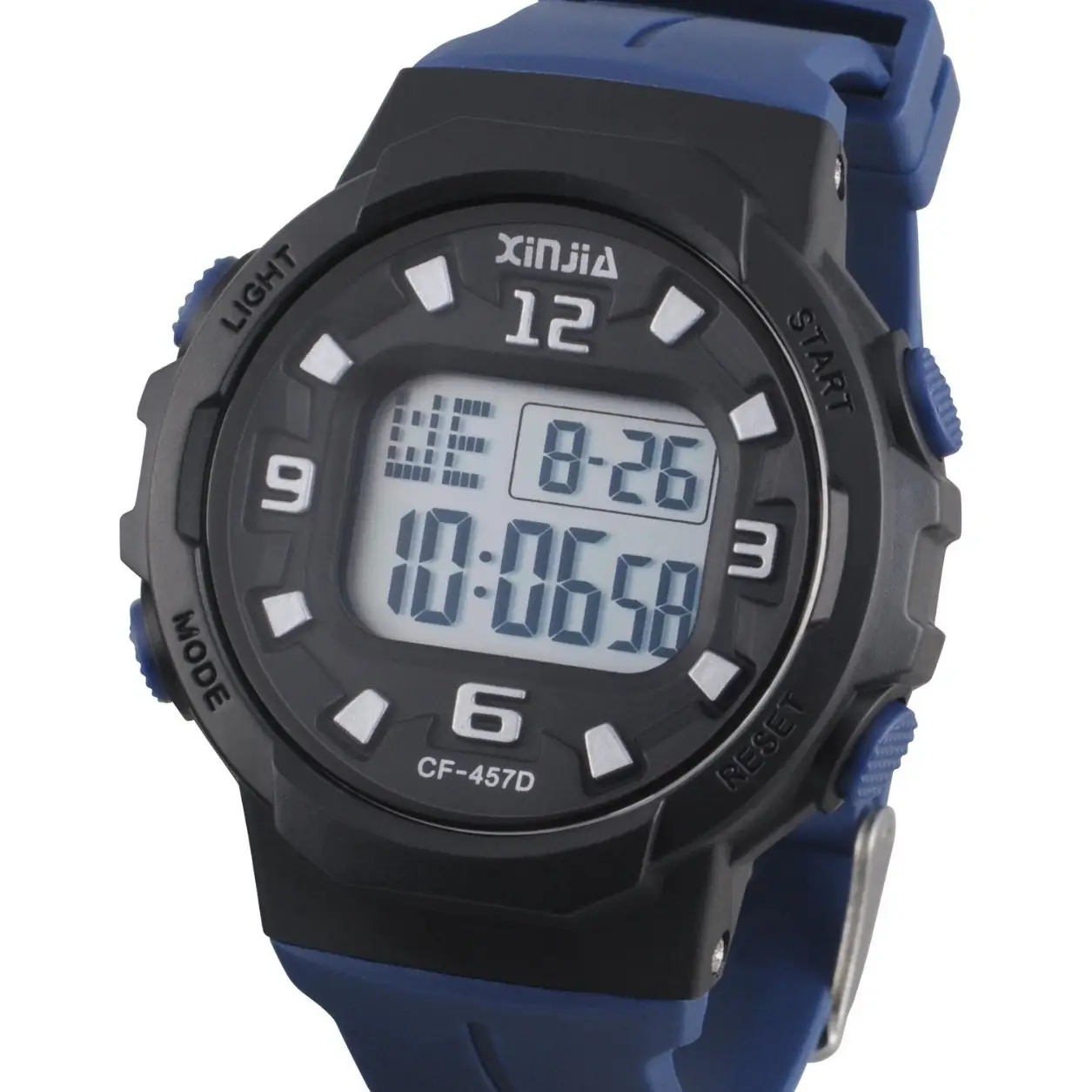 Xinjia Digital Watch Waterproof Large Screen Black