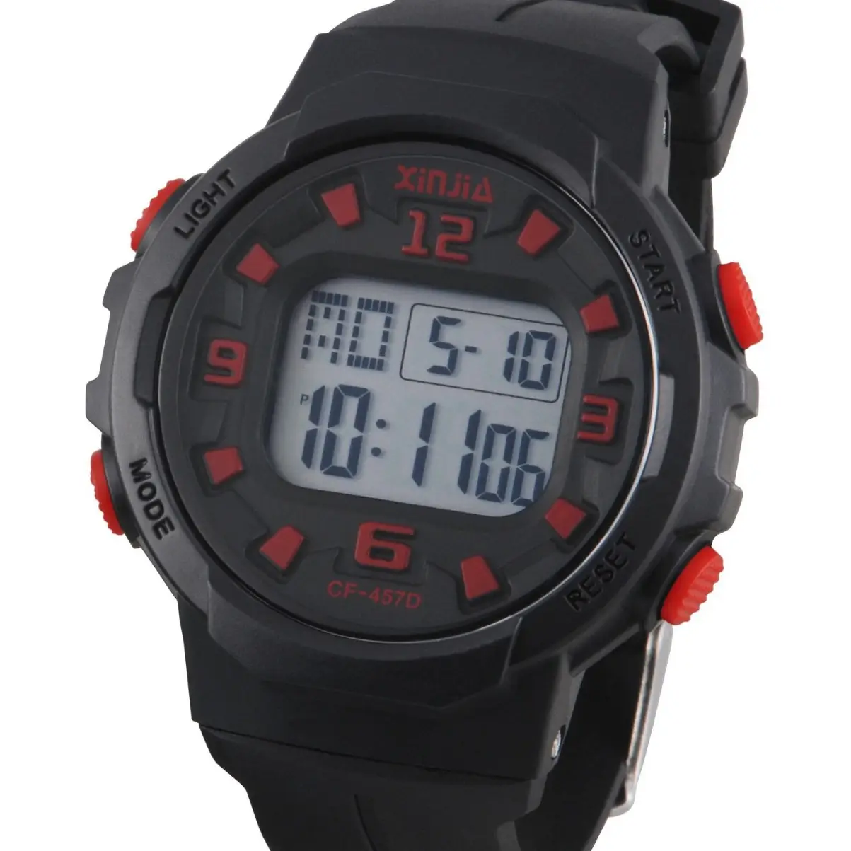 Xinjia Digital Watch Waterproof Large Screen Black