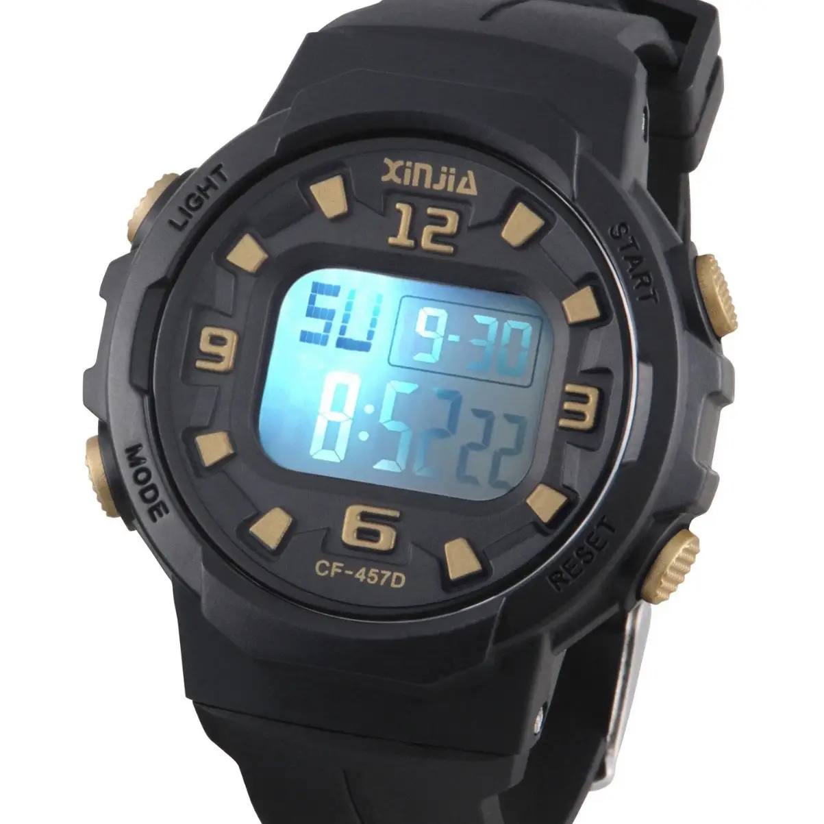 Xinjia Digital Watch Waterproof Large Screen Black
