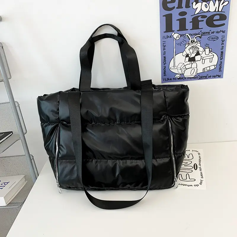 Women's Silver Puffer Shoulder Bag Large Capacity Lightweight — feature 31