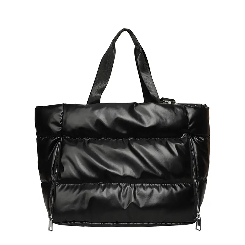 Women's Silver Puffer Shoulder Bag Large Capacity Lightweight - Image 5
