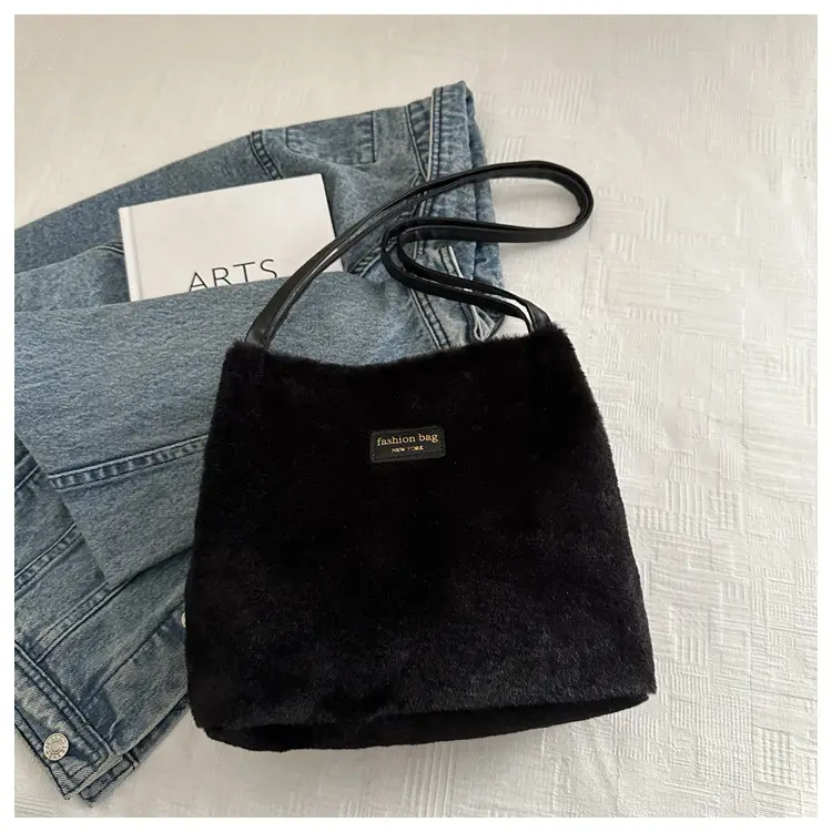 2025 Winter Plush Shoulder Bag Women Brown Pom Pom — feature 19