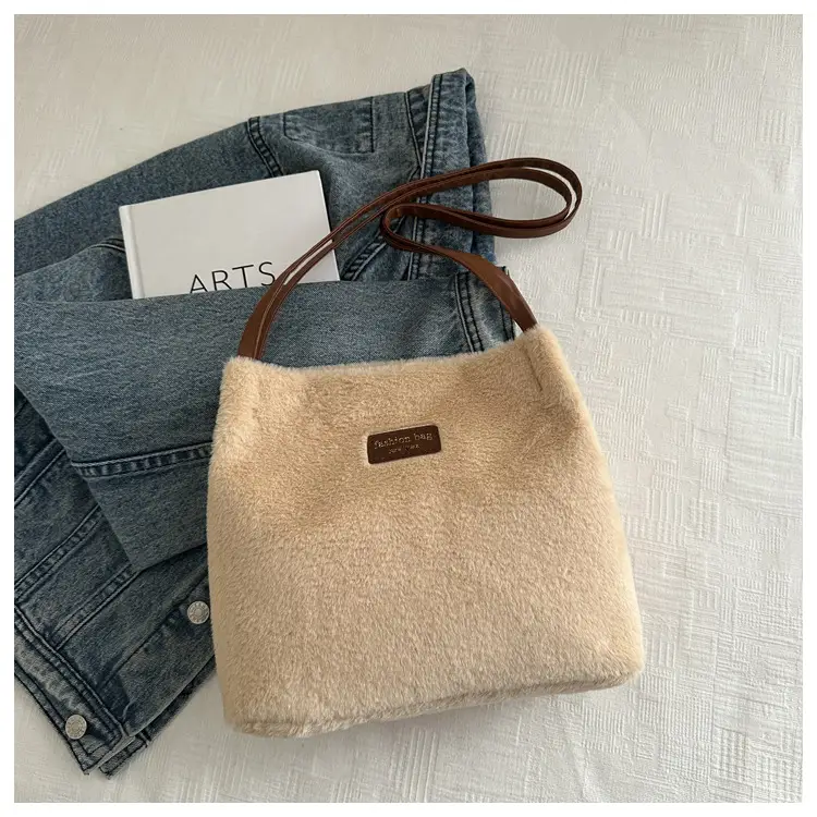 2025 Winter Plush Shoulder Bag Women Brown Pom Pom — feature 23