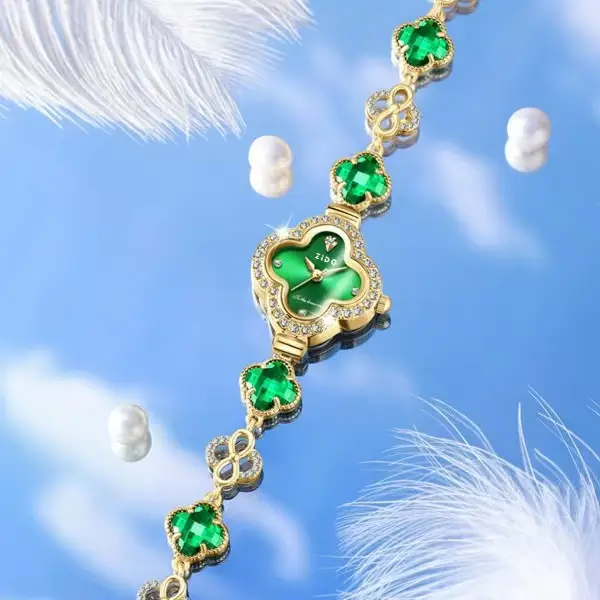Jade Four-Leaf Clover Watch for Women