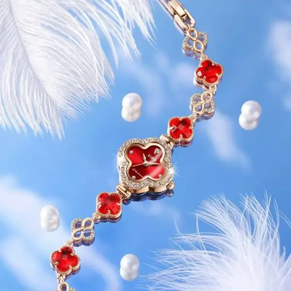 Jade Four-Leaf Clover Watch for Women