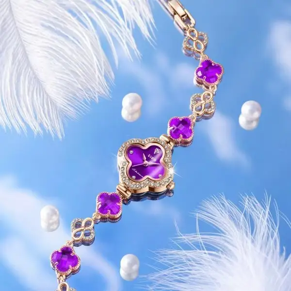 Jade Four-Leaf Clover Watch for Women
