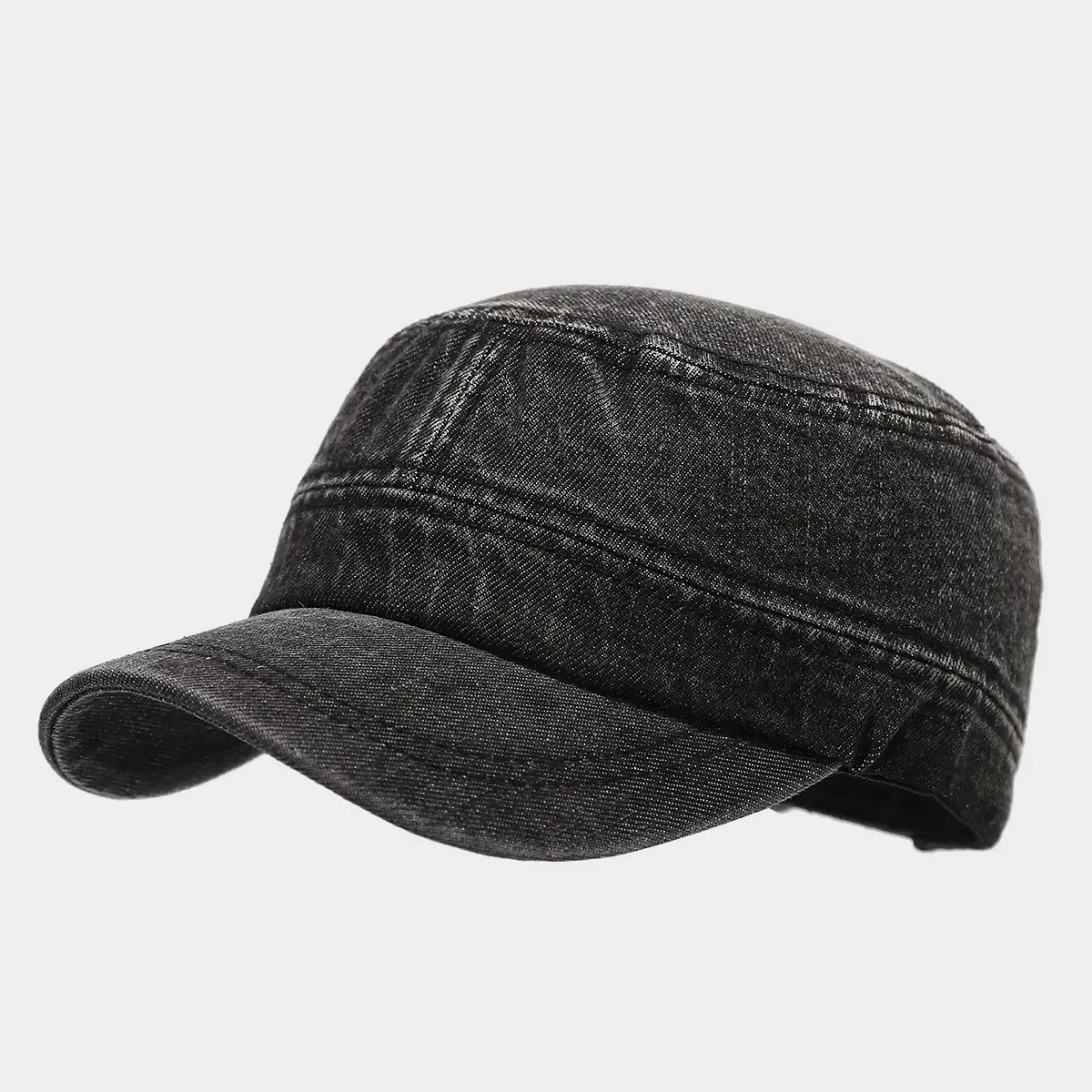 Denim Distressed Cap Men Women Retro Military Street Fashion - Image 3