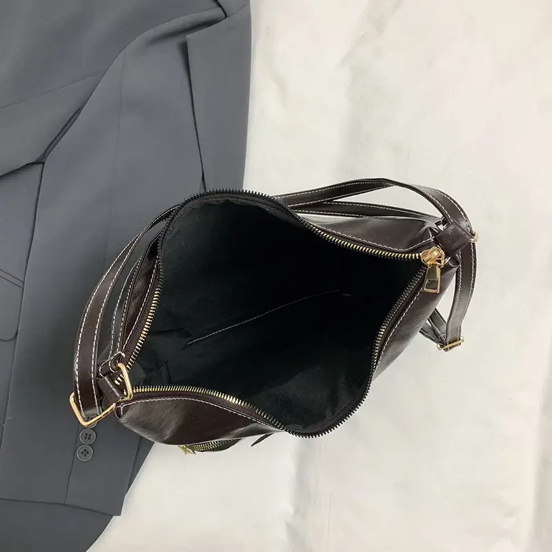 2026 Mori Women's Brown Shoulder Bag with Belt Buckle - Image 4