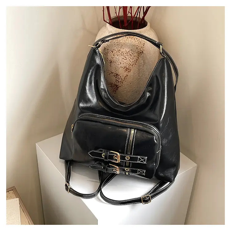 2026 Mori Women's Brown Shoulder Bag with Belt Buckle — feature 31