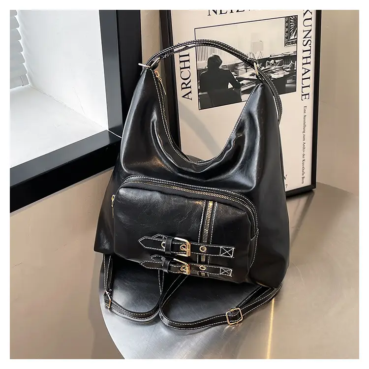 2026 Mori Women's Brown Shoulder Bag with Belt Buckle — feature 32