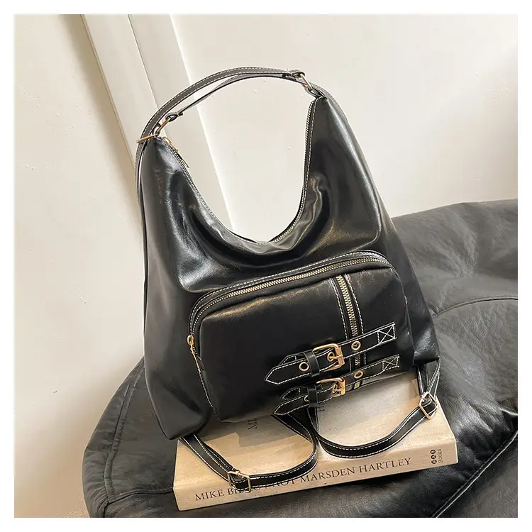 2026 Mori Women's Brown Shoulder Bag with Belt Buckle — feature 35