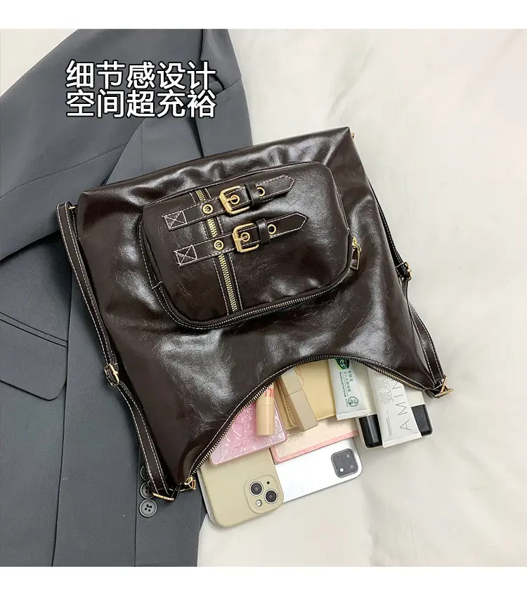 2026 Mori Women's Brown Shoulder Bag with Belt Buckle — feature 6