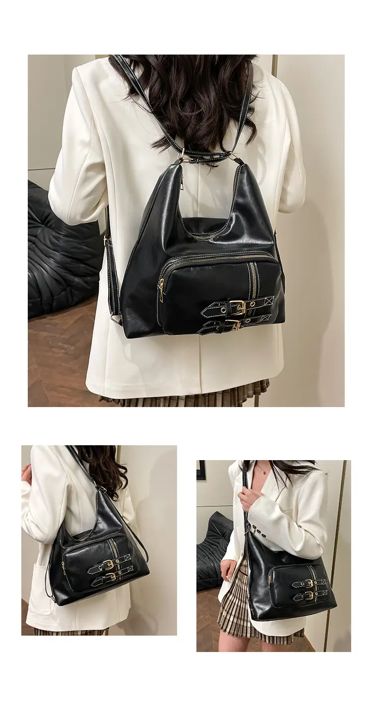 2026 Mori Women's Brown Shoulder Bag with Belt Buckle — feature 9