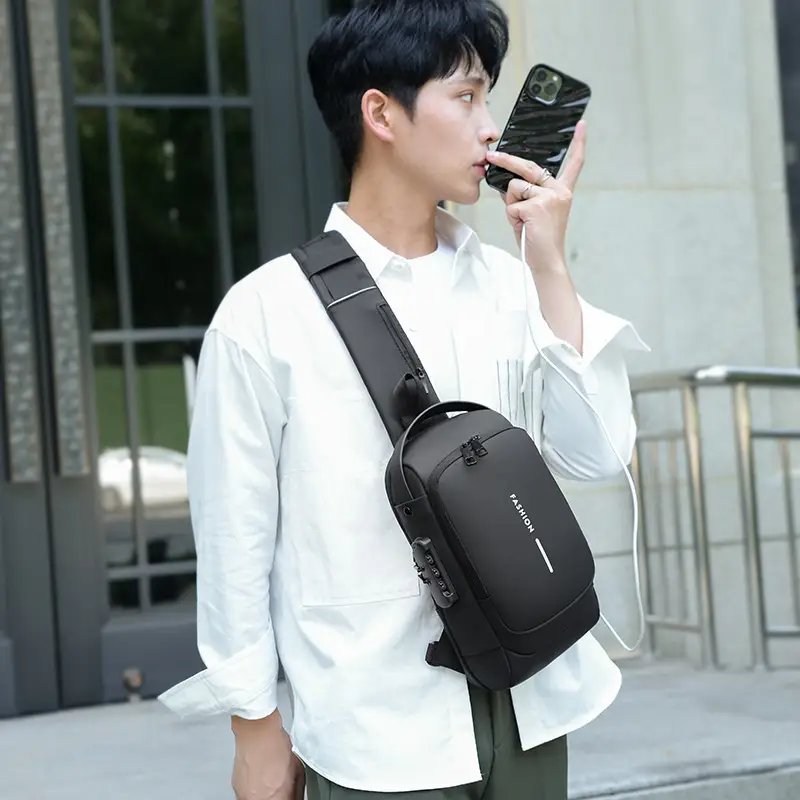 Men's USB Charging Crossbody Bag with Password Lock - Image 6