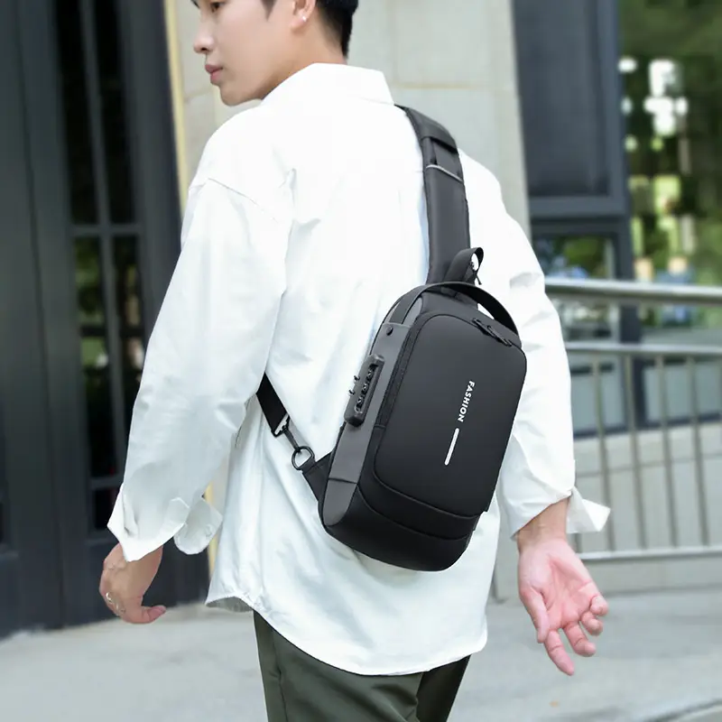 Men's USB Charging Crossbody Bag with Password Lock - Image 8