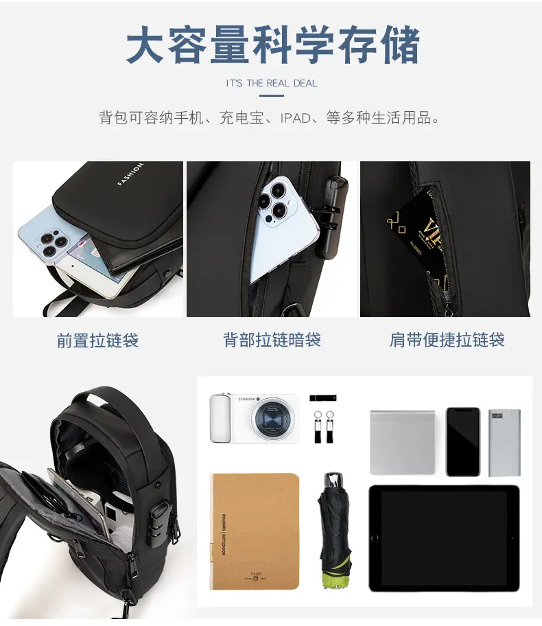 Men's USB Charging Crossbody Bag with Password Lock — feature 8