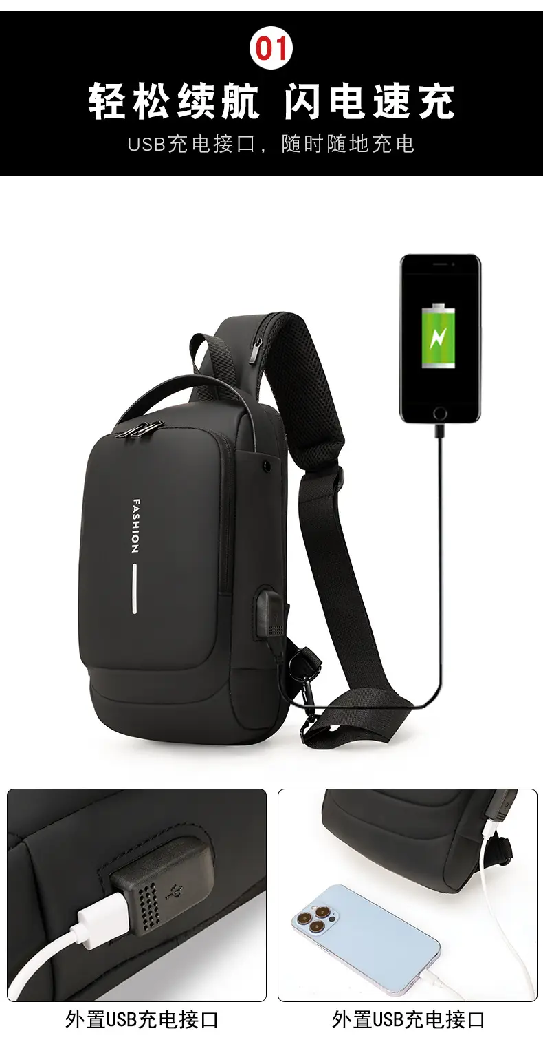 Men's USB Charging Crossbody Bag with Password Lock — feature 9