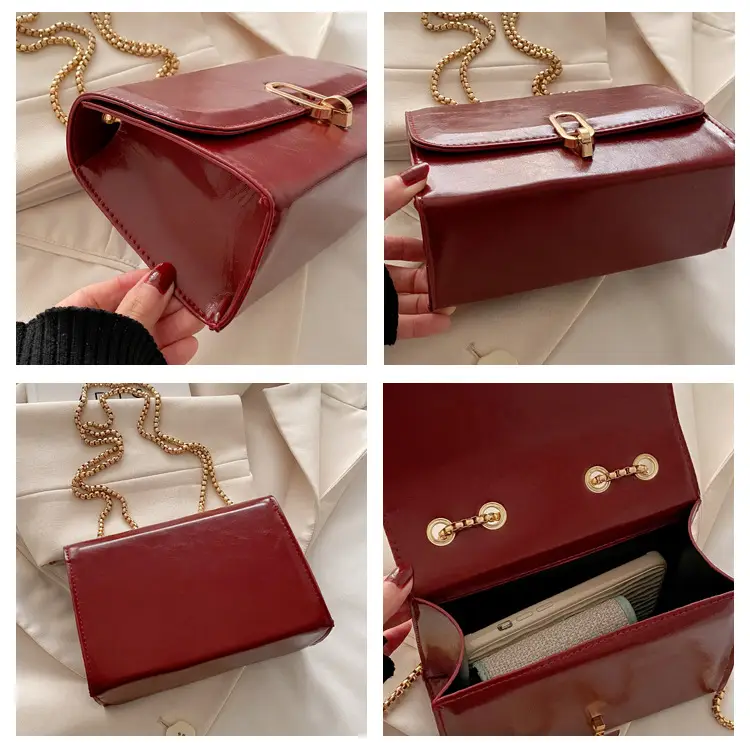 White Western Style Shoulder Bag with Gold Chain — feature 8