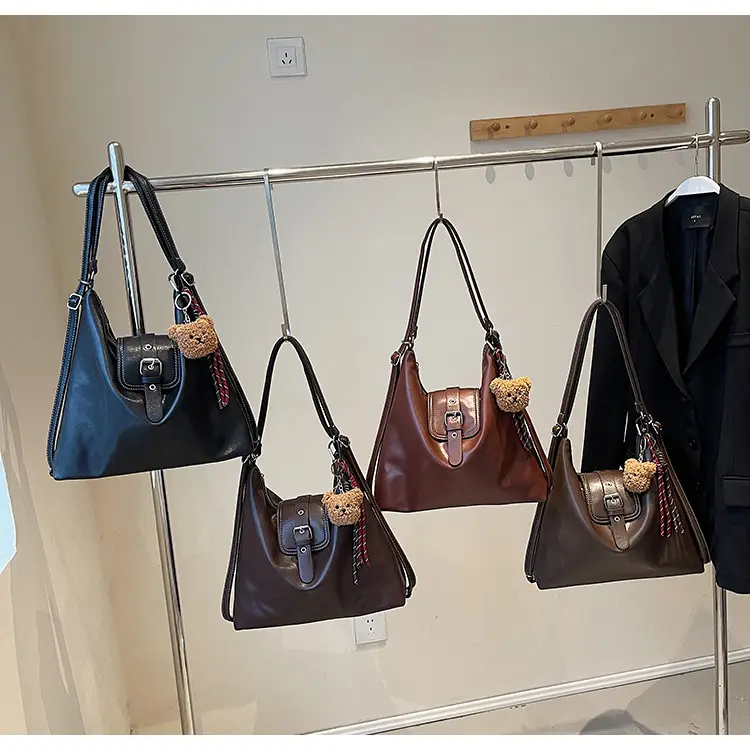 Vintage Brown Leather Shoulder Crossbody Bag for Women — feature 1