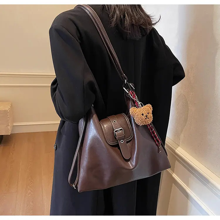 Vintage Brown Leather Shoulder Crossbody Bag for Women — feature 11