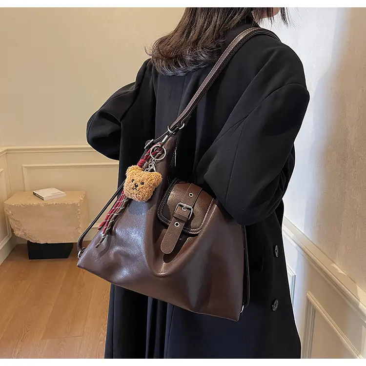 Vintage Brown Leather Shoulder Crossbody Bag for Women — feature 12