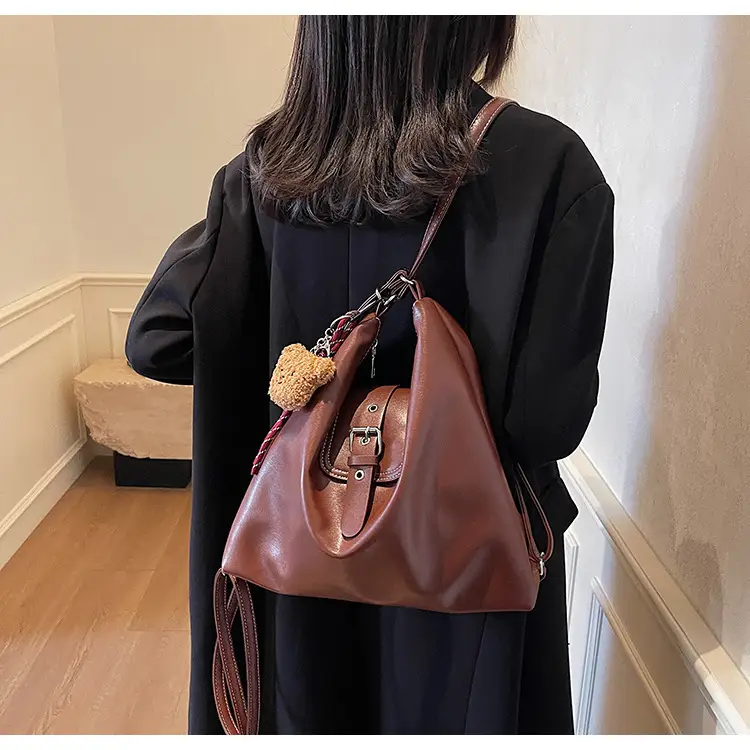 Vintage Brown Leather Shoulder Crossbody Bag for Women — feature 13