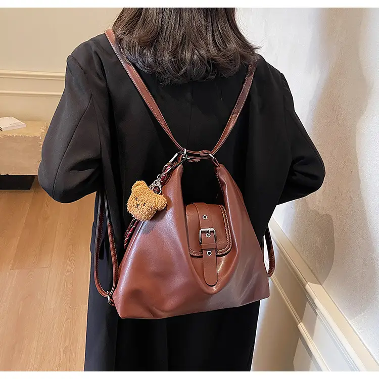 Vintage Brown Leather Shoulder Crossbody Bag for Women — feature 14