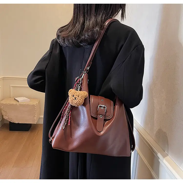 Vintage Brown Leather Shoulder Crossbody Bag for Women — feature 16