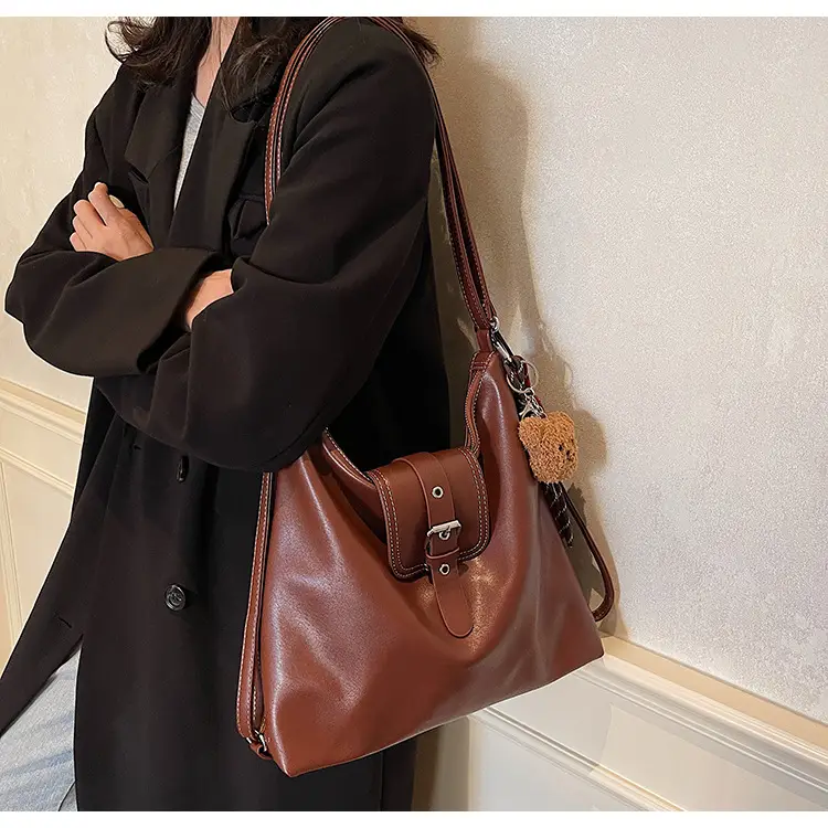 Vintage Brown Leather Shoulder Crossbody Bag for Women — feature 17