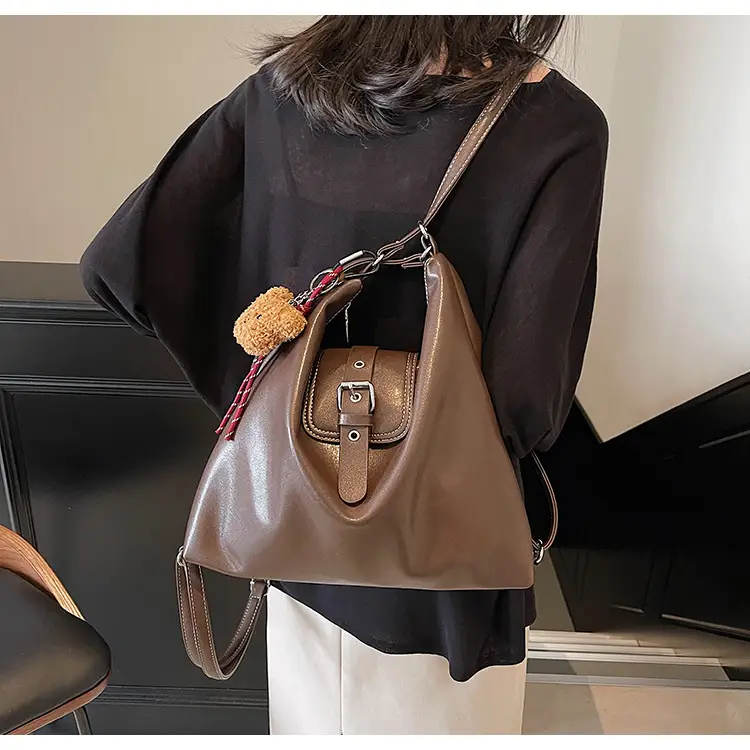Vintage Brown Leather Shoulder Crossbody Bag for Women — feature 18