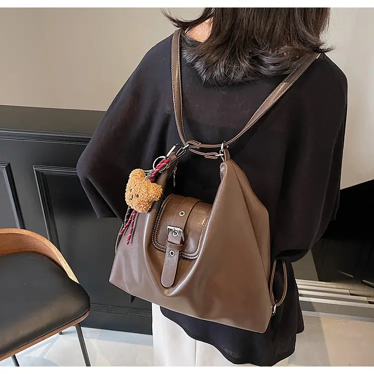 Vintage Brown Leather Shoulder Crossbody Bag for Women — feature 19