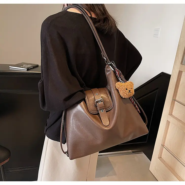 Vintage Brown Leather Shoulder Crossbody Bag for Women — feature 21