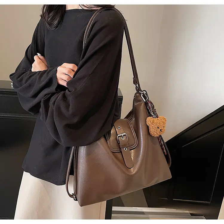 Vintage Brown Leather Shoulder Crossbody Bag for Women — feature 22