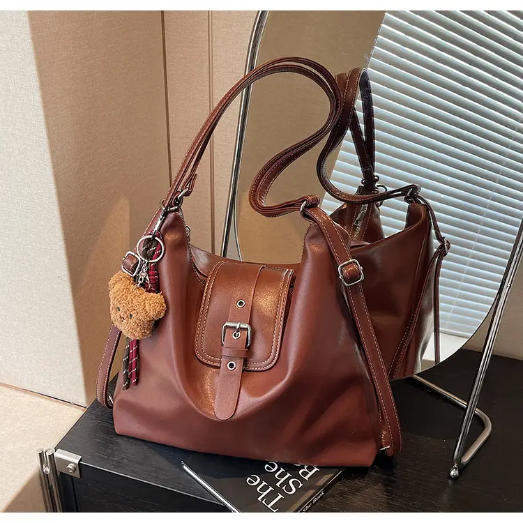 Vintage Brown Leather Shoulder Crossbody Bag for Women — feature 27