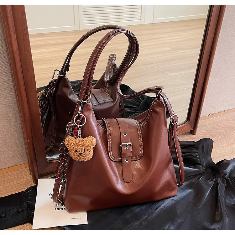 Vintage Brown Leather Shoulder Crossbody Bag for Women — feature 28