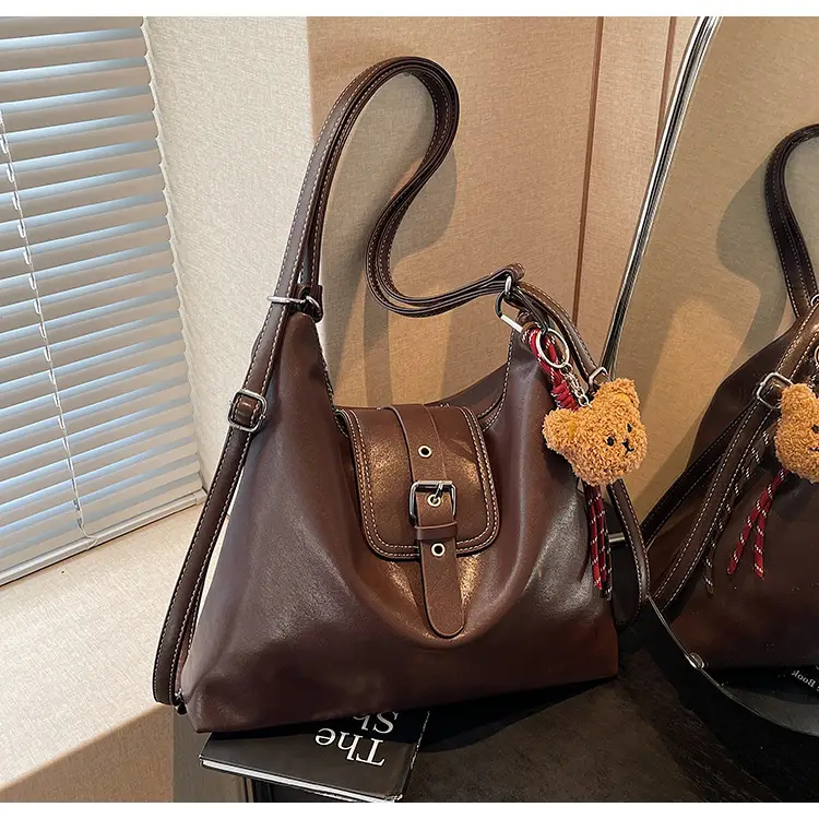 Vintage Brown Leather Shoulder Crossbody Bag for Women — feature 31