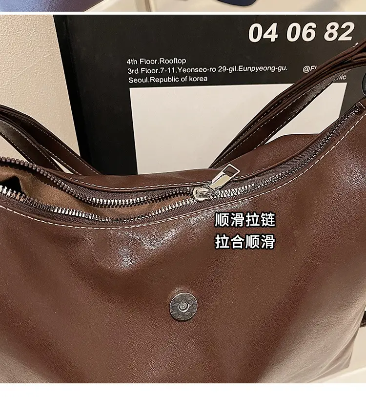 Vintage Brown Leather Shoulder Crossbody Bag for Women — feature 5