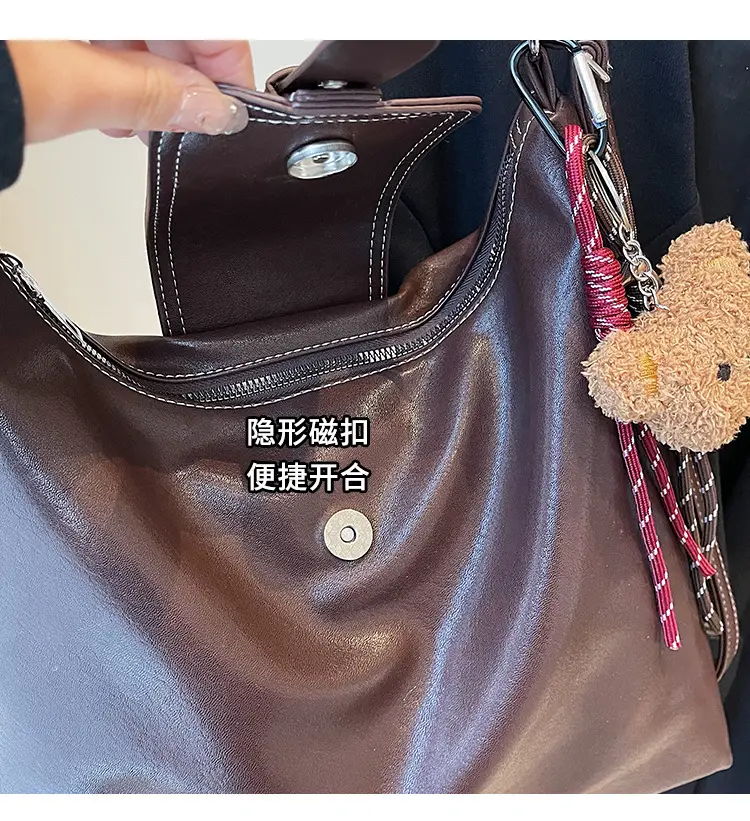 Vintage Brown Leather Shoulder Crossbody Bag for Women — feature 6