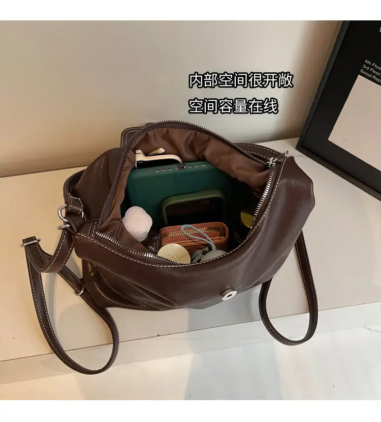 Vintage Brown Leather Shoulder Crossbody Bag for Women — feature 7