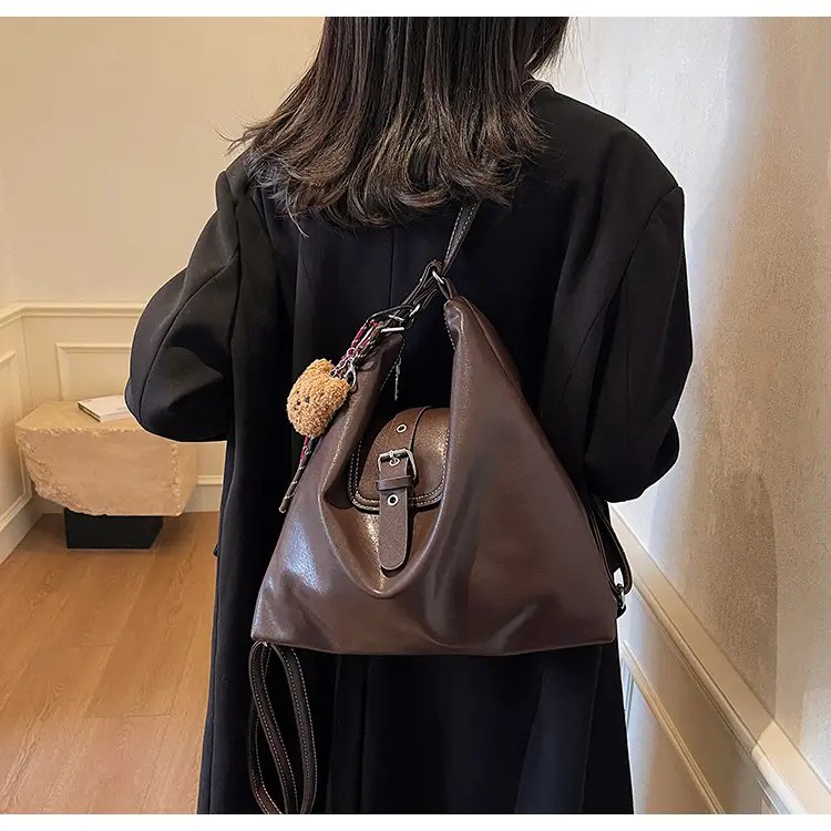 Vintage Brown Leather Shoulder Crossbody Bag for Women — feature 8