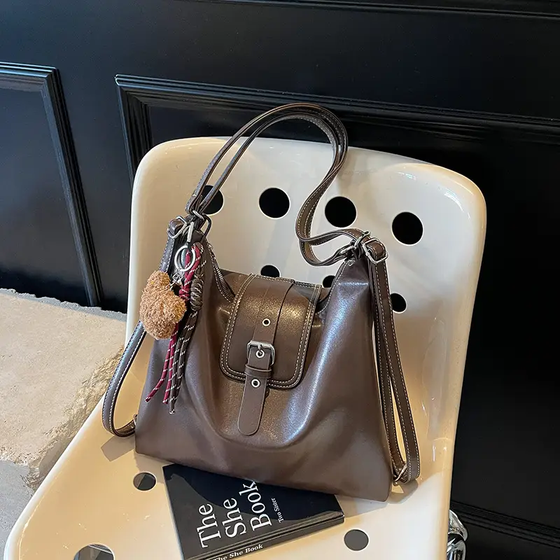 Vintage Brown Leather Shoulder Crossbody Bag for Women - Image 2