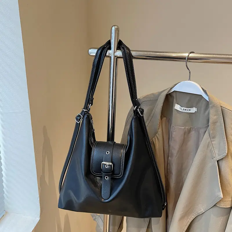 Vintage Brown Leather Shoulder Crossbody Bag for Women - Image 5