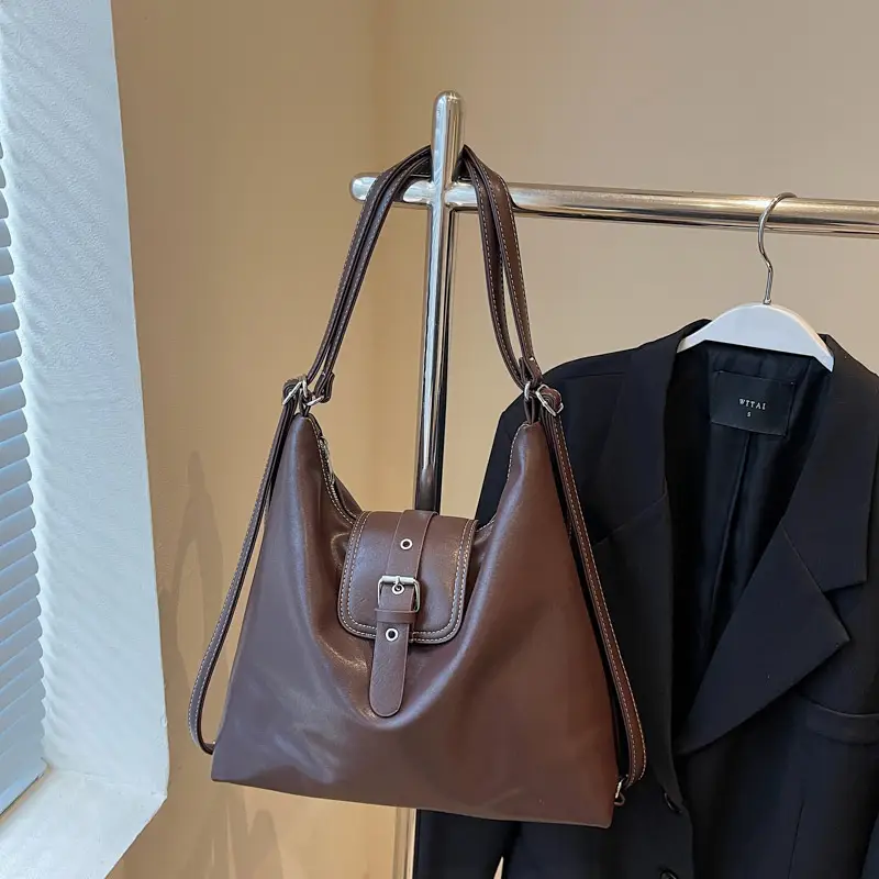 Vintage Brown Leather Shoulder Crossbody Bag for Women - Image 7
