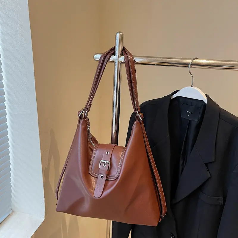 Vintage Brown Leather Shoulder Crossbody Bag for Women - Image 8