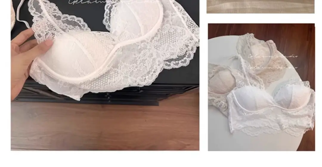 French Lace Push-Up Camisole Bra Set White No Steel Ring — feature 2