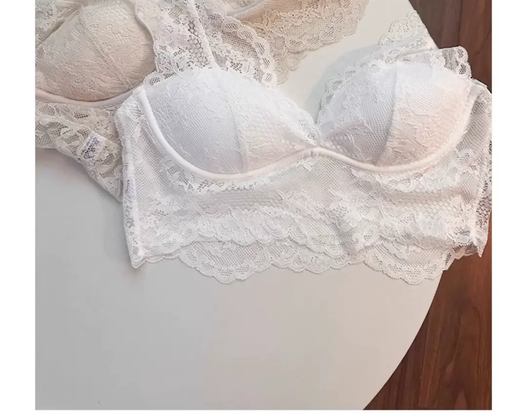 French Lace Push-Up Camisole Bra Set White No Steel Ring — feature 28