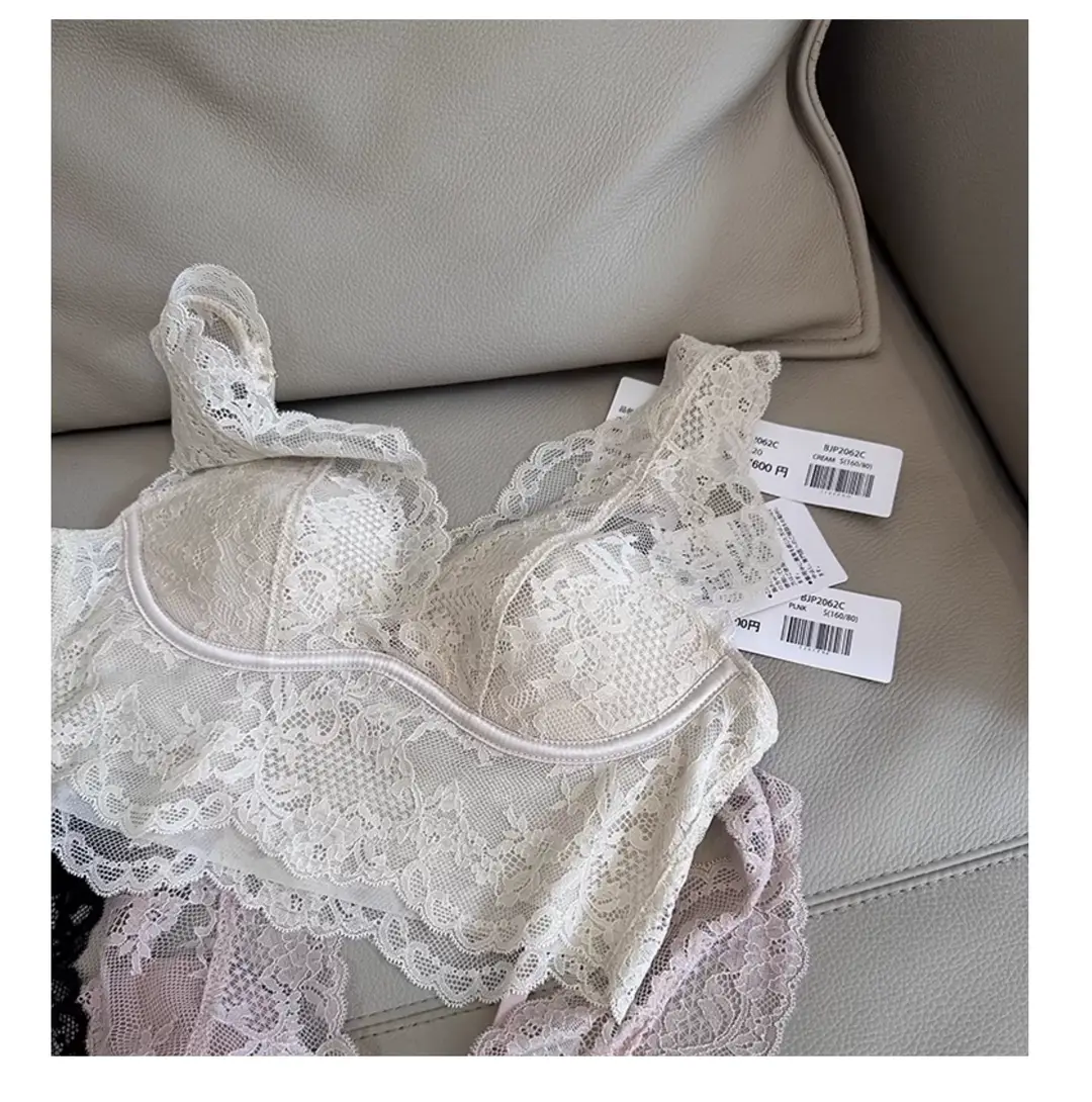 French Lace Push-Up Camisole Bra Set White No Steel Ring — feature 32