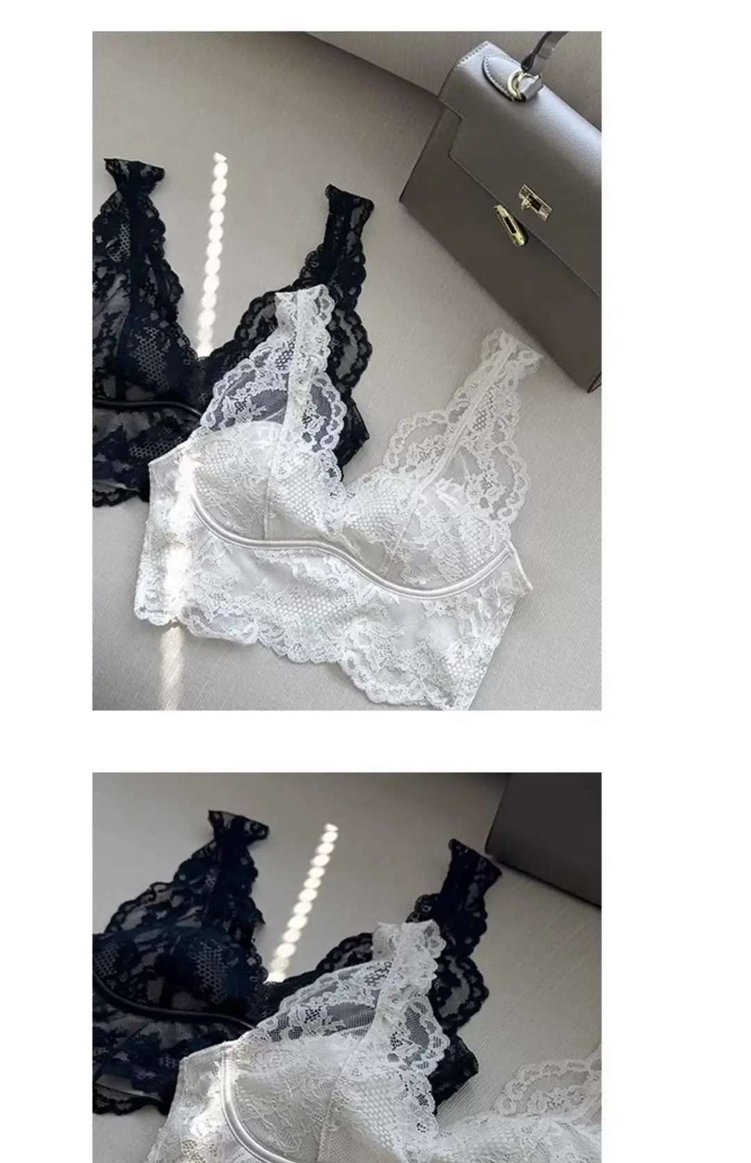 French Lace Push-Up Camisole Bra Set White No Steel Ring — feature 34